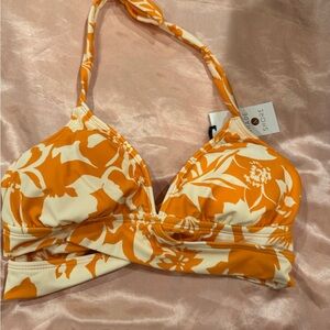 Shade & Shore Orange and Cream Bikini Top